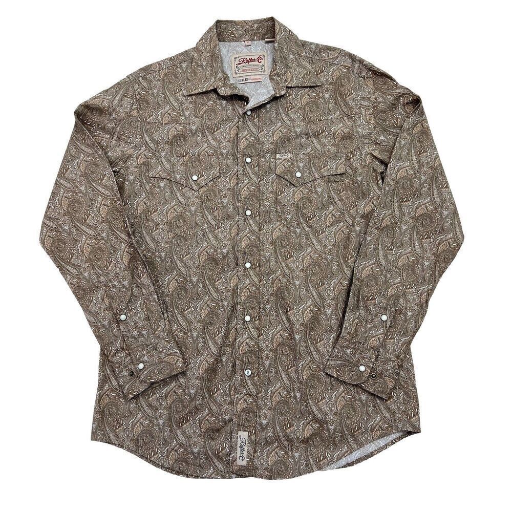 Rafter C Cowboy Collection Pro Flex 45 Performance M Brown Pearl Snap Paisley